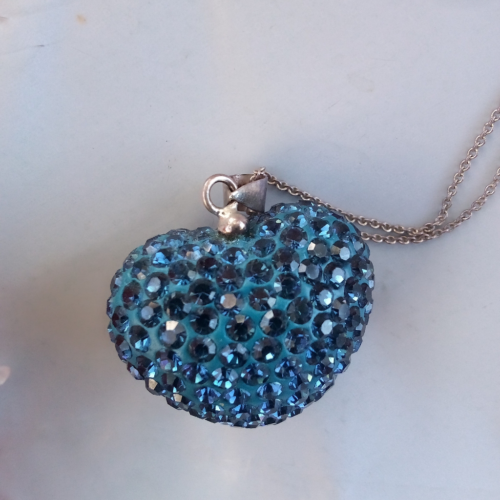 Blue Sapphire Pave Heart Pendant 925 Necklace Itsly